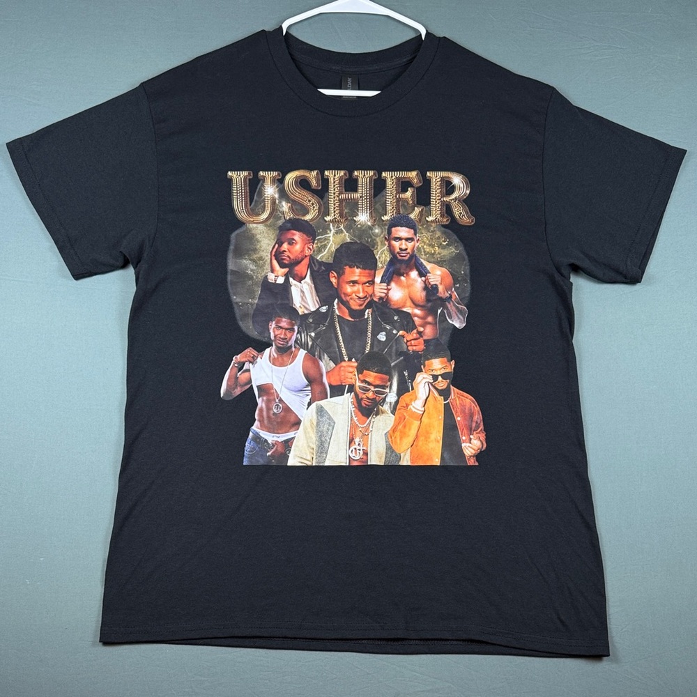 Usher Black Multi-Image Graphic Tee